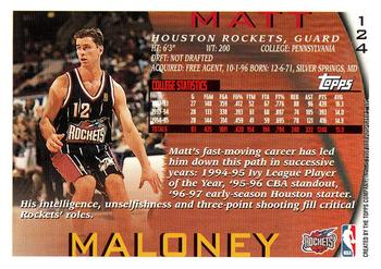 1996-97 Topps #124 Matt Maloney Back
