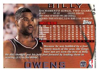 1996-97 Topps #145 Billy Owens Back