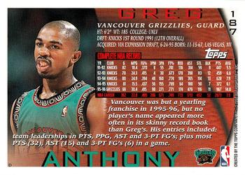 1996-97 Topps #187 Greg Anthony Back