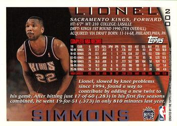 1996-97 Topps #200 Lionel Simmons Back