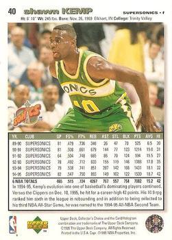 1995-96 Collector's Choice - Player's Club #40 Shawn Kemp Back