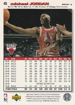1995-96 Collector's Choice - Player's Club #45 Michael Jordan Back