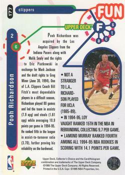 1995-96 Collector's Choice - Player's Club #177 Pooh Richardson Back