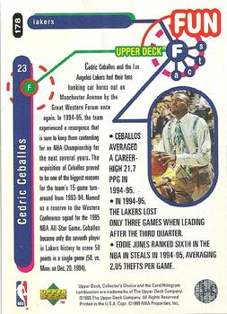 1995-96 Collector's Choice - Player's Club #178 Cedric Ceballos Back