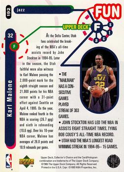 1995-96 Collector's Choice - Player's Club #192 Karl Malone Back