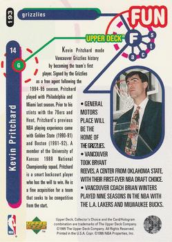 1995-96 Collector's Choice - Player's Club #193 Kevin Pritchard Back