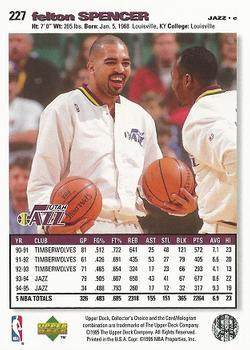 1995-96 Collector's Choice - Player's Club #227 Felton Spencer Back