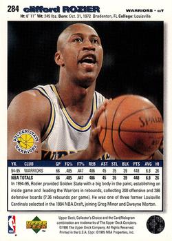 1995-96 Collector's Choice - Player's Club #284 Clifford Rozier Back