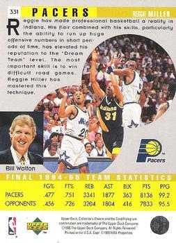 1995-96 Collector's Choice - Player's Club #331 Reggie Miller Back