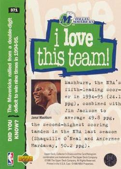 1995-96 Collector's Choice - Player's Club #371 Jamal Mashburn Back