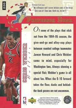 1995-96 Collector's Choice - Platinum Player's Club #200 Chris Webber Back