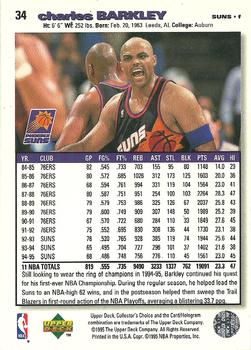 1995-96 Collector's Choice - Platinum Player's Club #34 Charles Barkley Back