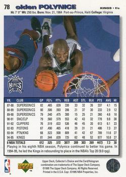 1995-96 Collector's Choice - Platinum Player's Club #78 Olden Polynice Back
