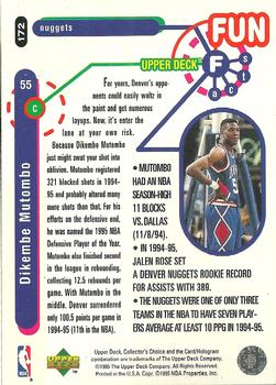 1995-96 Collector's Choice - Platinum Player's Club #172 Dikembe Mutombo Back