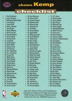 1995-96 Collector's Choice - Platinum Player's Club #209 Shawn Kemp Back