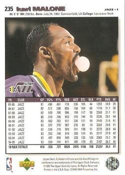 1995-96 Collector's Choice - Platinum Player's Club #235 Karl Malone Back