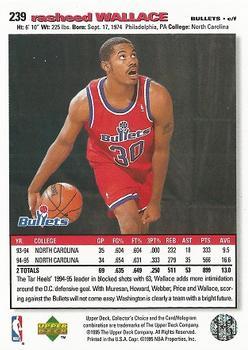 1995-96 Collector's Choice - Platinum Player's Club #239 Rasheed Wallace Back
