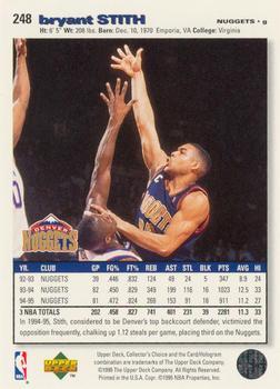 1995-96 Collector's Choice - Platinum Player's Club #248 Bryant Stith Back