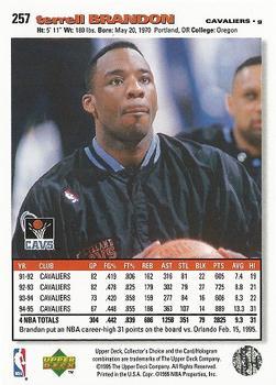 1995-96 Collector's Choice - Platinum Player's Club #257 Terrell Brandon Back