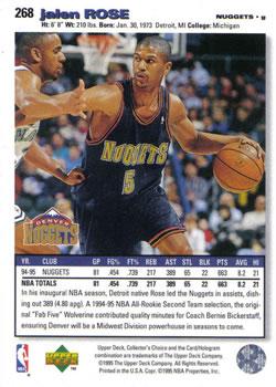 1995-96 Collector's Choice - Platinum Player's Club #268 Jalen Rose Back
