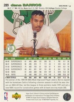 1995-96 Collector's Choice - Platinum Player's Club #289 Dana Barros Back