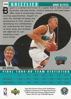 1995-96 Collector's Choice - Platinum Player's Club #348 Bryant Reeves Back