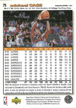 1995-96 Collector's Choice - Platinum Player's Club #75 Michael Cage Back
