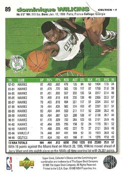 1995-96 Collector's Choice - Platinum Player's Club #89 Dominique Wilkins Back