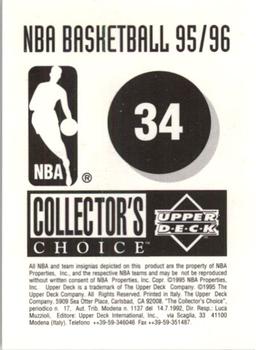 1995-96 Collector's Choice European Stickers #34 Rod Strickland Back