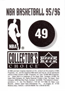 1995-96 Collector's Choice European Stickers #49 Seattle Supersonics Logo Back
