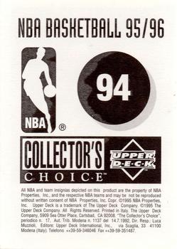 1995-96 Collector's Choice European Stickers #94 David Robinson Back