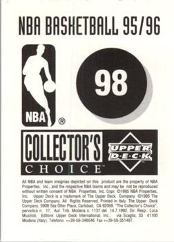1995-96 Collector's Choice European Stickers #98 David Benoit Back