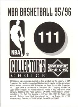 1995-96 Collector's Choice European Stickers #111 Charlotte Hornets Logo Back