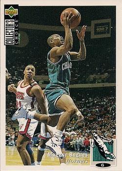 1995-96 Collector's Choice European Stickers #114 Muggsy Bogues Front