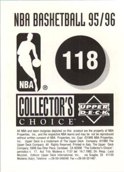 1995-96 Collector's Choice European Stickers #118 Alonzo Mourning Back