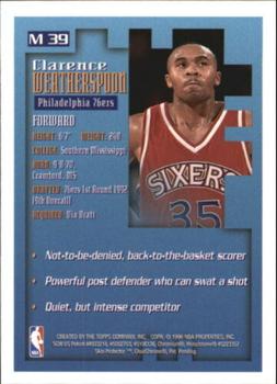 1995-96 Finest - Mystery Borderless Silver #M39 Clarence Weatherspoon Back