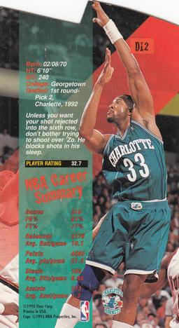 1995-96 Jam Session - Die Cuts #D12 Alonzo Mourning Back