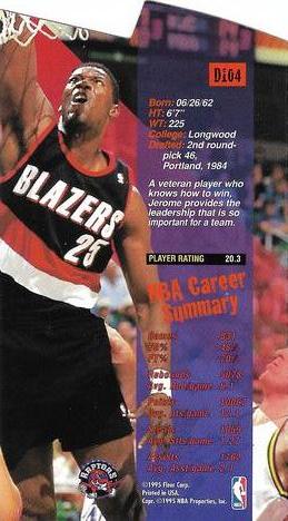 1995-96 Jam Session - Die Cuts #D104 Jerome Kersey Back