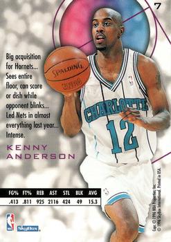 1995-96 SkyBox E-XL - Blue #7 Kenny Anderson Back