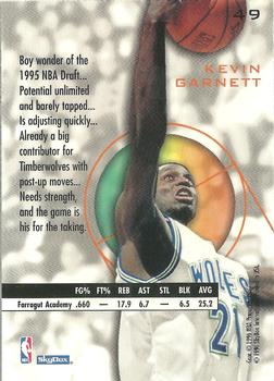 1995-96 SkyBox E-XL - Blue #49 Kevin Garnett Back