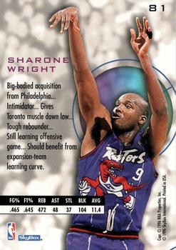 1995-96 SkyBox E-XL - Blue #81 Sharone Wright Back