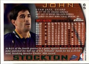 1996-97 Topps Chrome #65 John Stockton Back