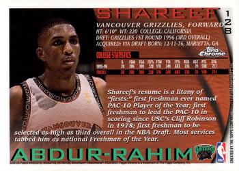 1996-97 Topps Chrome #128 Shareef Abdur-Rahim Back