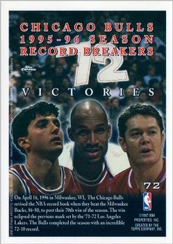 1996-97 Topps Chrome #72 Chicago Bulls 72 Wins / Michael Jordan / Scottie Pippen / Dennis Rodman Back
