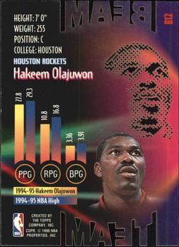 1995-96 Stadium Club - Beam Team Members Only #B12 Hakeem Olajuwon Back