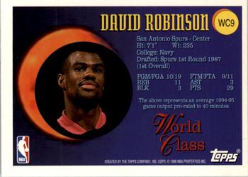 1995-96 Topps - World Class #WC9 David Robinson Back