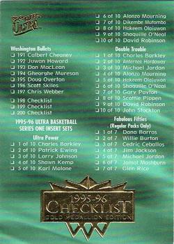 1995-96 Ultra - Gold Medallion #200 Checklist: 191-200 and Inserts Front