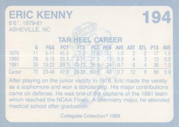 1989 Collegiate Collection North Carolina's Finest - Gold Edition #194 Eric Kenny Back