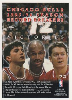 1996-97 Topps Chrome - Refractors #72R Chicago Bulls - 72 Wins Back