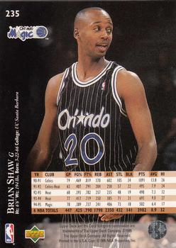 1995-96 Upper Deck - Electric Court Gold #235 Brian Shaw Back